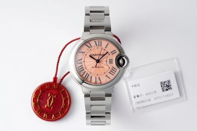 Cartier Ballon Bleu 33MM Stainless Steel Strap Pink Dial Women Watch